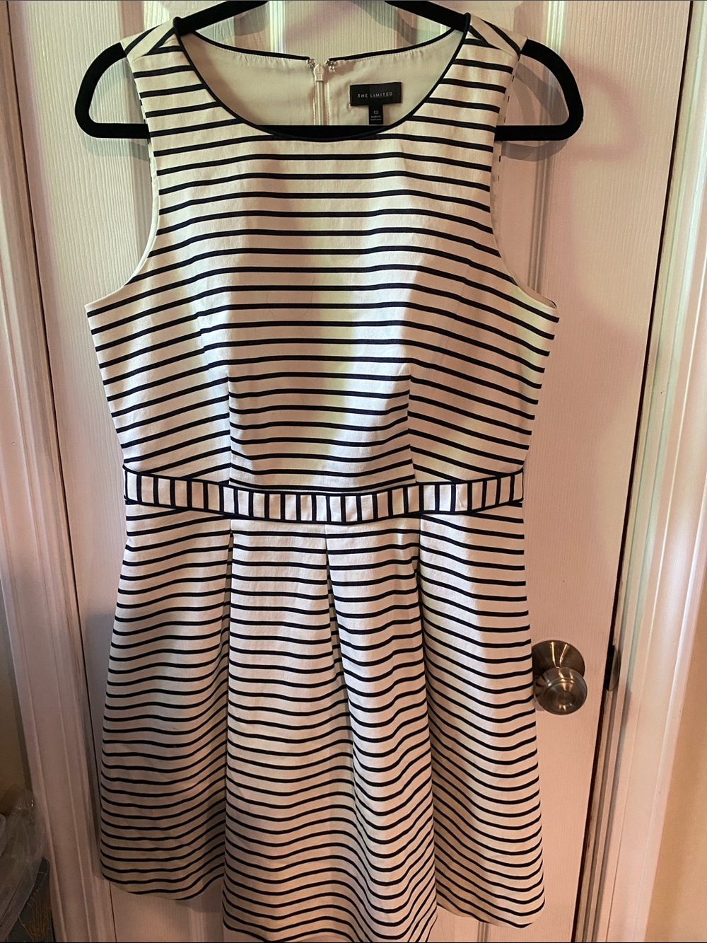 The Limited Black and White Striped Sleeveless Fit & Flare Dress